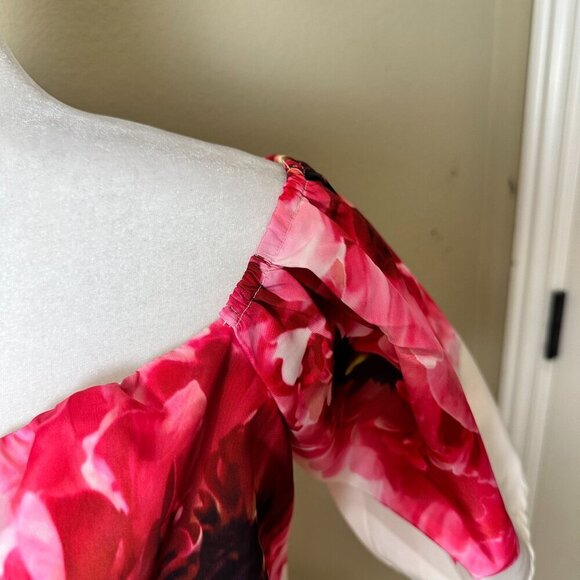 NEW NWT EXPRESS Floral Cropped Off Shoulder Blouse Shirt Top Size Large - Picture 6 of 11